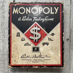 **VINTAGE** 1935 Monopoly Board Game - **MISSING** Board & 2 Red Property Cards