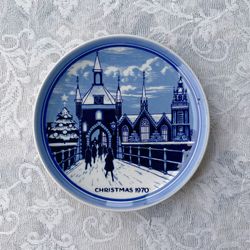 Vintage 1970 Blue Delft Christmas Plate