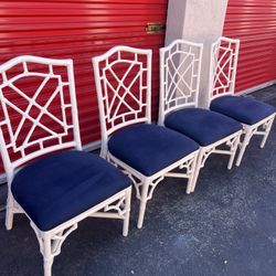 Hollywood Regency style faux bamboo dining chairs,