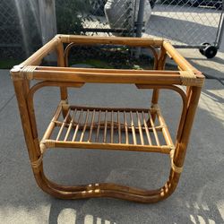 Rattan Glass Top Side Table 