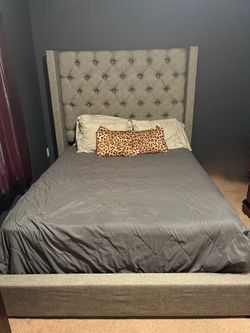 Ashley Furniture Queen Upholstered Tufted Bed Frame – Gray