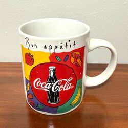 Vintage Collectible Printed Ceramic Coca Cola Bon Appetit Coffee Tea Mug Dish Cup Kitchen Accent
