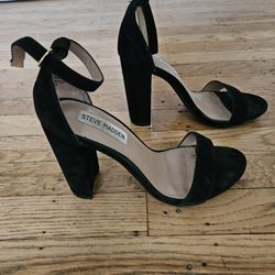 Steve Madden Open Toed Block Heels 7 Black 