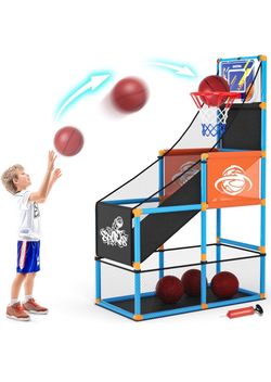 Arcade Basketball Game Set Boy Toys Indoor Outdoor Kids Basketball Hoop with 4 Balls&Air Pump,Sports Toy for Kids 3-12 Year