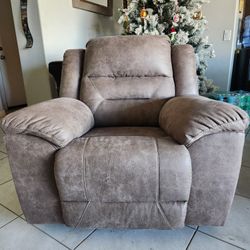 Overstuffed Microfiber Tan By Ashley Furniture Recliner