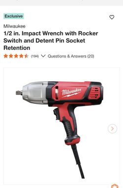 Milwaukee 1/2 in. Impact Wrench with Rocker Switch and Detent Pin Socket Retention