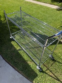 Chrome Wire Shelving Cart on Wheels