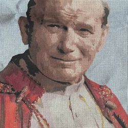 Pope John  Paul II Needlepoint  Canvas Authentic Serigraphy Print 100% Cotton Made In Greece 