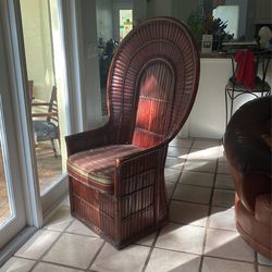 Vintage Bamboo Rattan Peacock Chair 