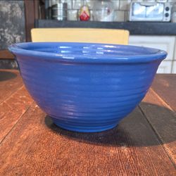 Vintage Bauer #12 Blue Ceramic Bowl