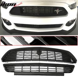 Fits 2015-2017 Ford Mustang GT CS CA Special Style Front Upper Lower Grilles Kit Black
