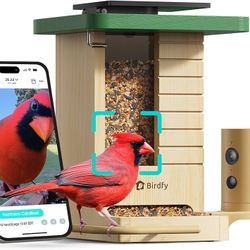 162 Birdfy Smart Bird Feeder with Camera Solar Powered, Slow-Motion Video & Night Insight, AI Identify 6000+ Species Lifetime Free, Ideal for Outdoors