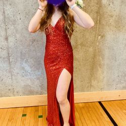 Red Sequin Prom Dress