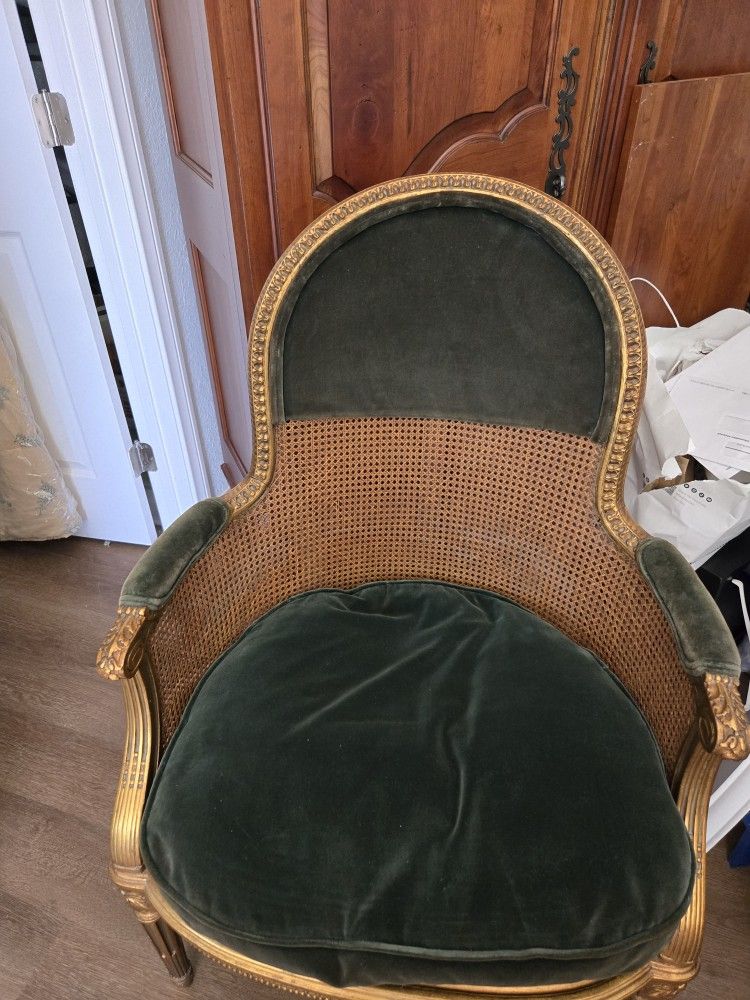 Beautiful - Velvet and Cane Chair