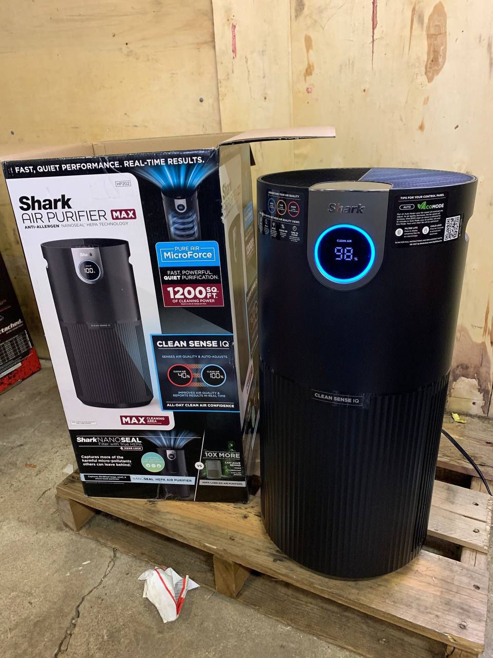 Shark - Air Purifier MAX with True NanoSeal HEPA, Cleansense IQ, Odor Lock, Cleans up to 1200 Sq. Ft - Charcoal Grey [HP202]