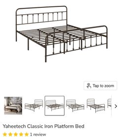 Classic Iron Platform Bed - KING