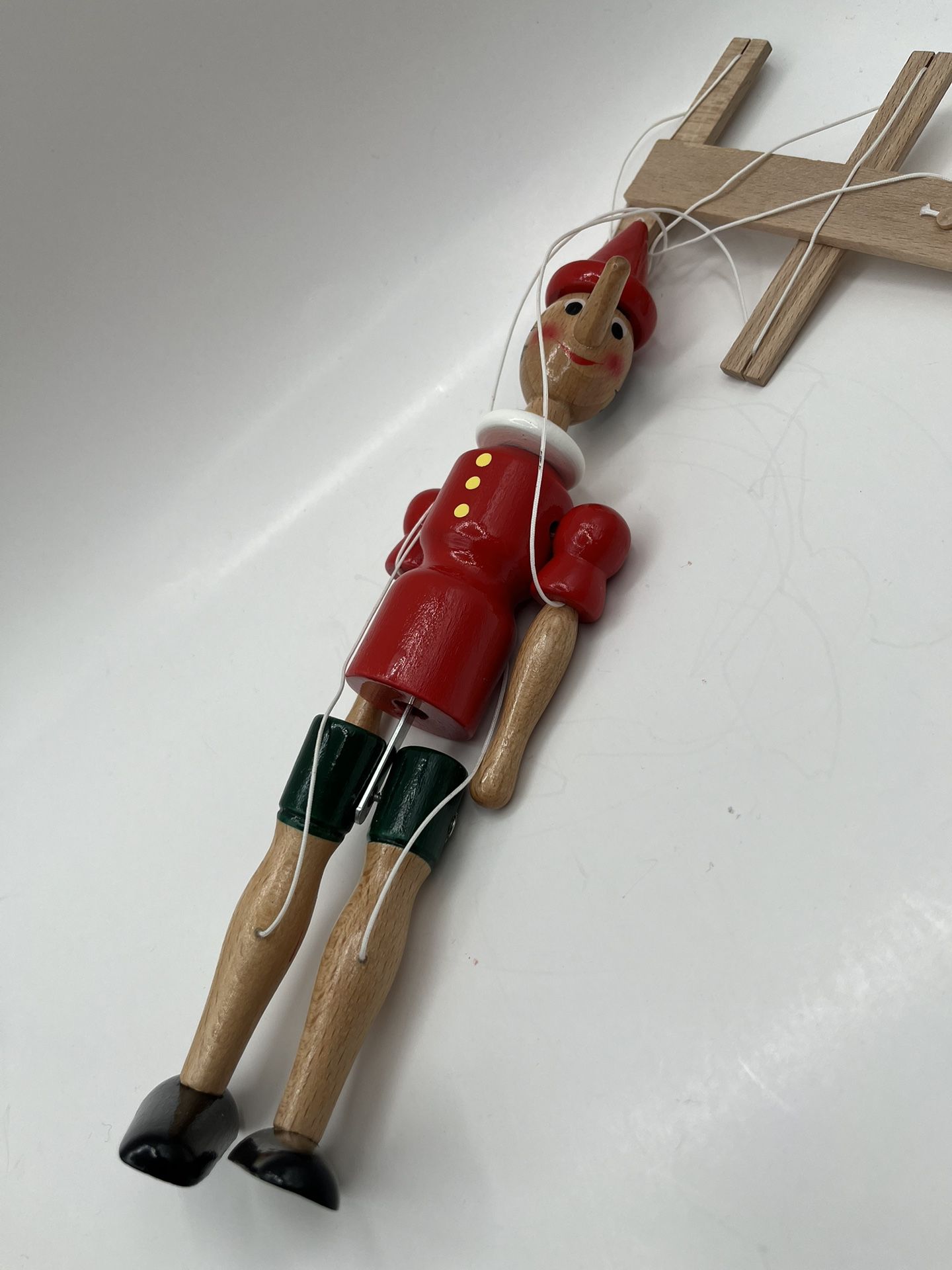 Pinocchio Wooden Mastro Geppetto Marionette. Made In Italy