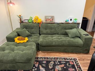 MAXYOYO 104"/132'' Sectional Cloud Couch with Ottoman, Cloud Boneless Modular Couch, Layered Cushion & Tufted Upholstered