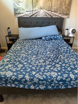 queen bed fram with mattress