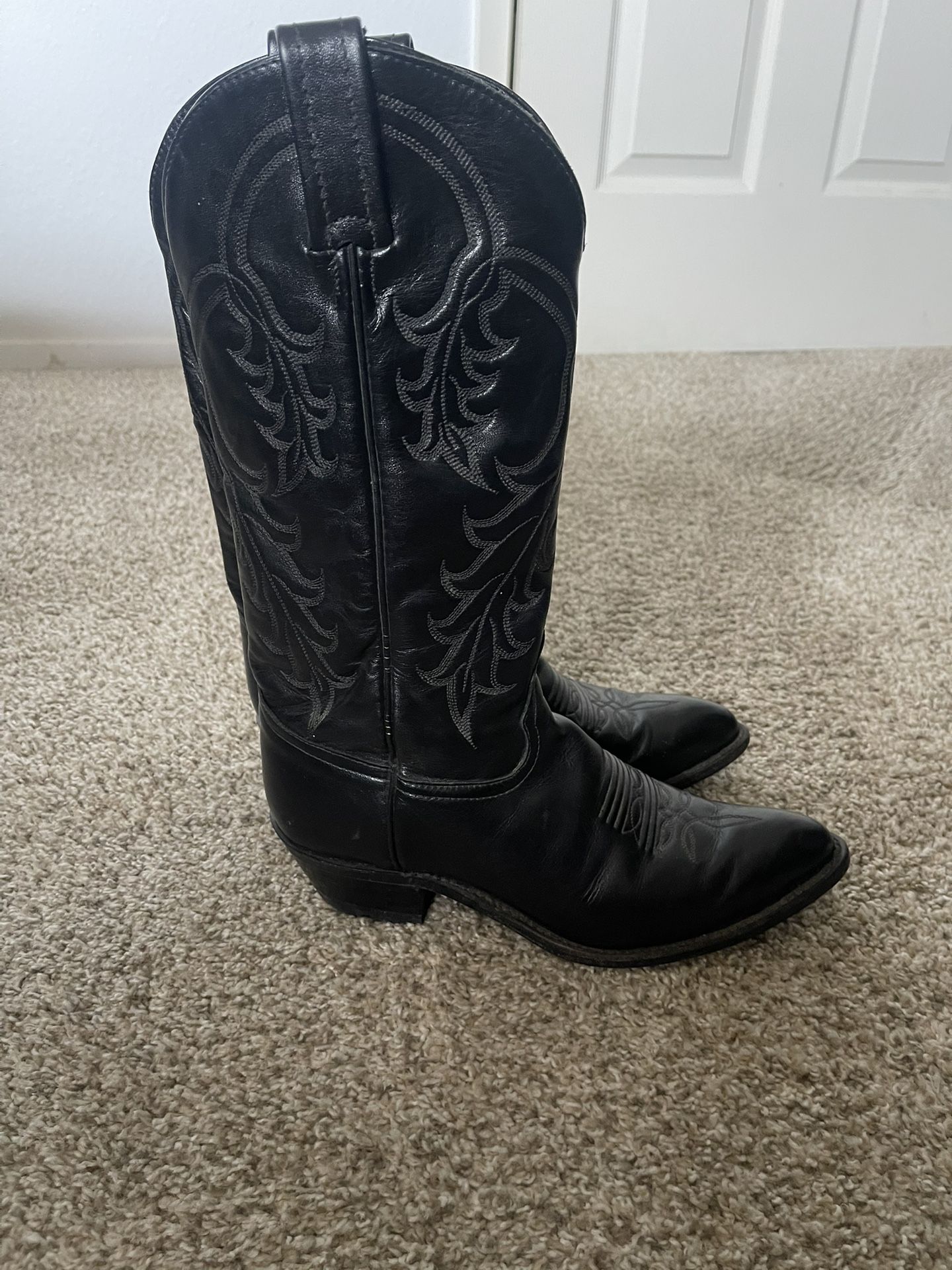 Tony Lama Wm 7.5 Black Leather Boots