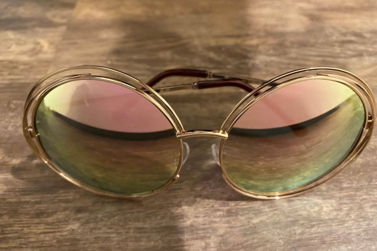 new round pinkish sunglasses rose gold sun hippie psychedelic  eyewear
