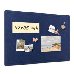 Large Bulletin Board with Felt, 48 x 36 inches Self-Adhesive Pin Board, Alternative Cork Board for Wall,