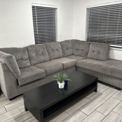 Large Grey L-Shaped Sectional Sofa