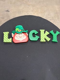 Lucky Table Centerpiece, Green Wooden Block Letters St. Patty's Day Home Decor