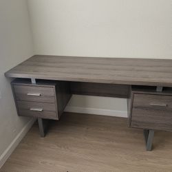 Bowery Hill 60" Wide Contemporary Modern Style Home Office Desk with Filing Drawer in Dark Taupe