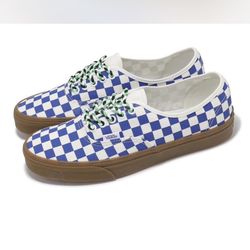 NEW Vans Authentic Checkerboard – Blue/White Gum Sole w/ Braided Rope Laces Size 11.5