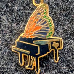 Grand Piano Butterfly State of Texas Pendant Enamel Collectible Vintage Collectible Lapel Pin
