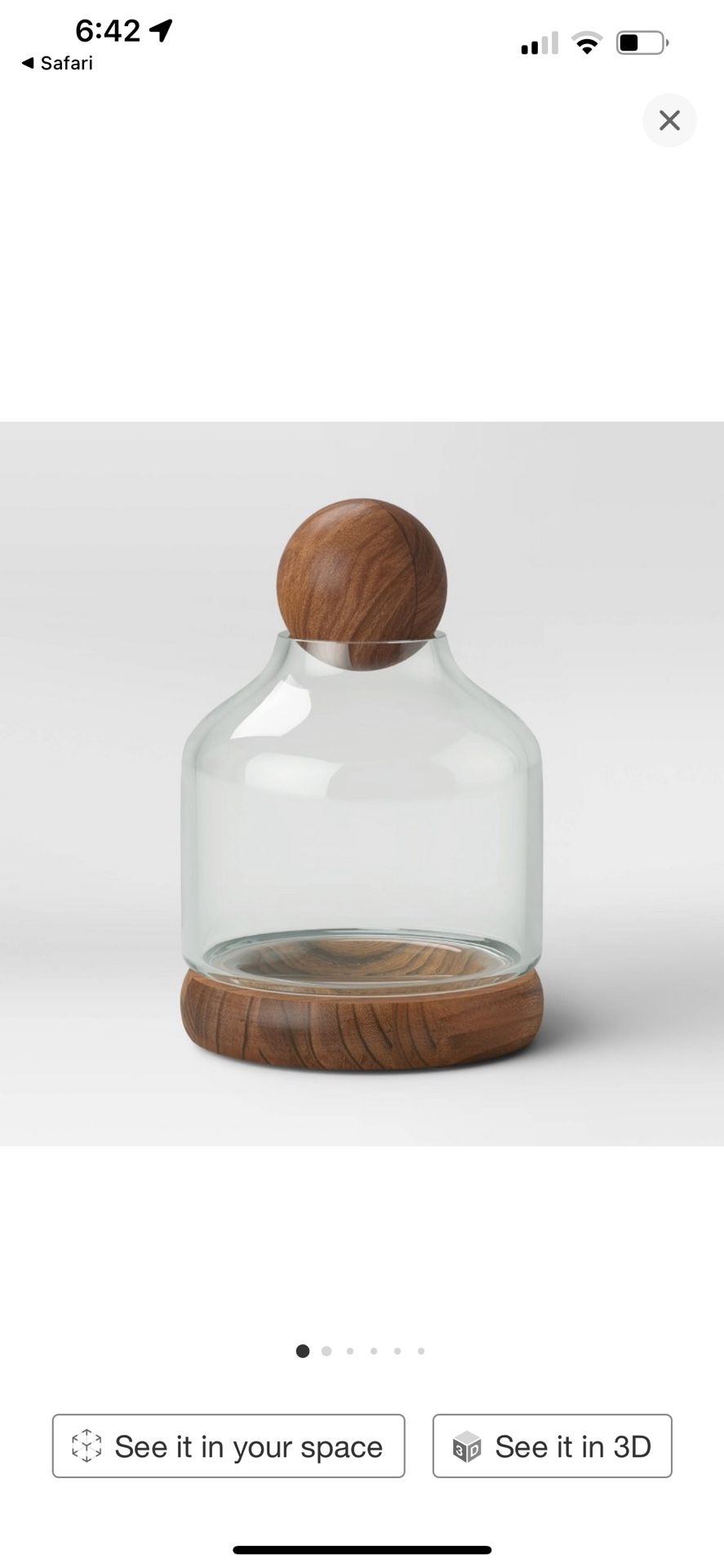 7” Terrarium Recycled Glass/Wood Terrarium Plant Succulents