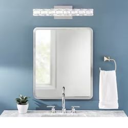 Bathroom Vanity Light Fixture with Crystal Shade