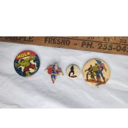 HULK CAPTAIN AMERICA PIN BACK BUTTON SUPERHERO bundle vintage
