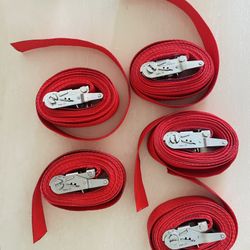Lot of 5 Heavy Duty Cargo Forankra Lashing Block Load Ratchet Strap 2" x 17' Red