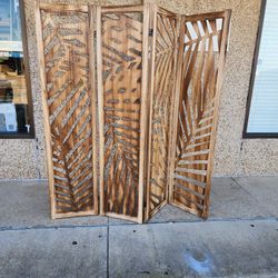 4 panels wood room divider (64"W×67"H)