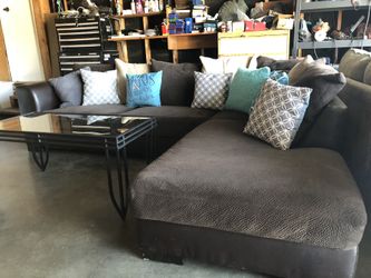 Dark brown sectional w washable covers