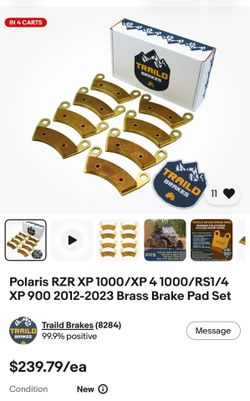 Polaris RZR XP 1000/XP 4 1000/RS1/4 XP (contact info removed)-2023 Brass Brake Pad Set