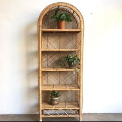 Rattan Shelf Etegere / Wicker Book Shelf 
