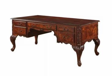 Large Ornate Executive Desk with a chair- Traditional Dark Wood