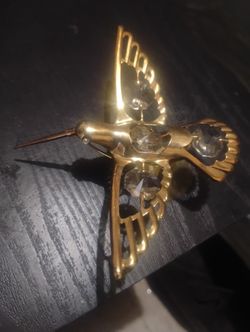 24k Gold Hummingbird With Crystal
