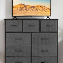Dresser with 9 Drawers, sturdy metal frame and wood top - New In Box 