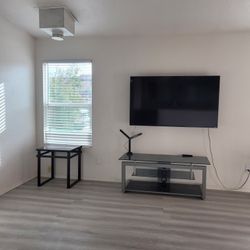 TV Stand & 2 Glass Side Tables 
