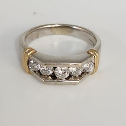 14k Two Tone  Gold Diamond Ring Size 10.25