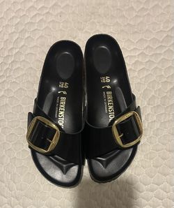 Birkenstock Madrid Big Buckle Black Leather Sandal