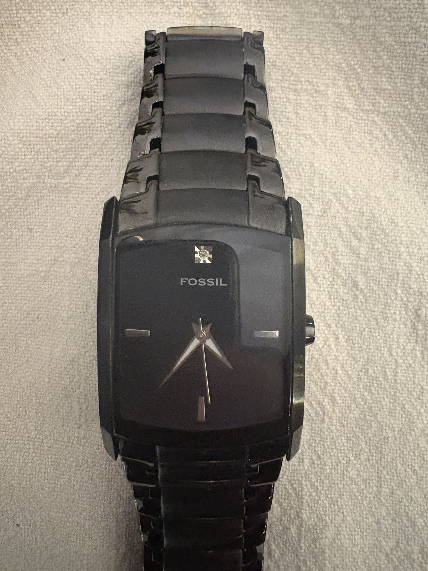 Solid Black Stainless Steel Fossil Watch