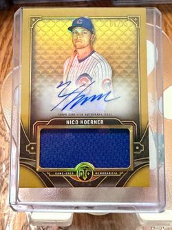 2022 Topps Triple Threads Nico Hoerner (Chicago Cubs) autograph and jumbo relic card #ASJR-NH 1/50 bookend!
