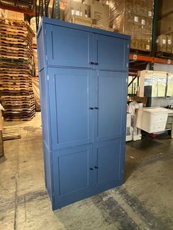 New 80”x41” Kitchen Pantry Cabinet w/ 2 Power Outlets Modern Large Freestanding Cupboard w/ Microwave Stand