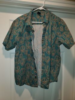 Men's Neff Peace Sign Print Button-Up Shirt- size M