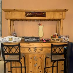 Rustic Cantina Bar Set + Stools + Décor